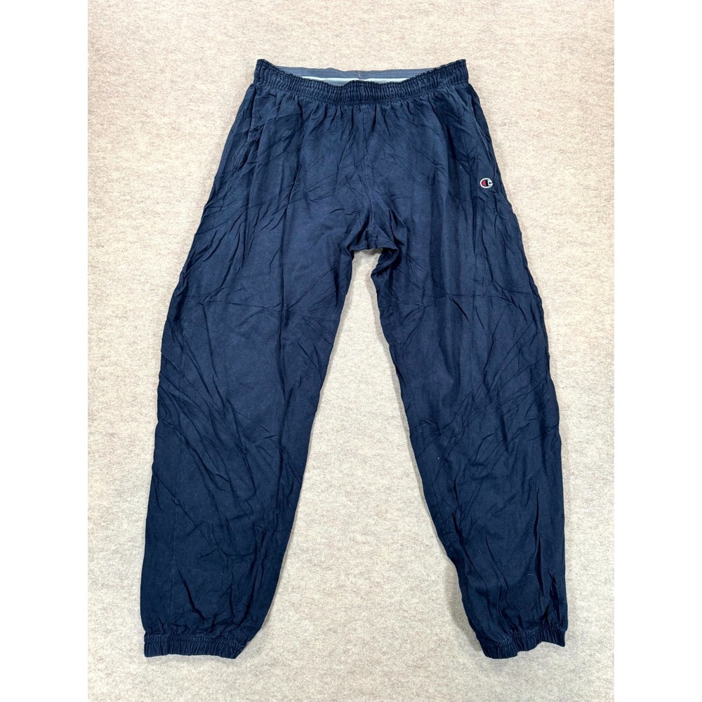 Champion Jogger Track Pants Mens 32W Navy Blue Logo Drawstring Waist Athletic